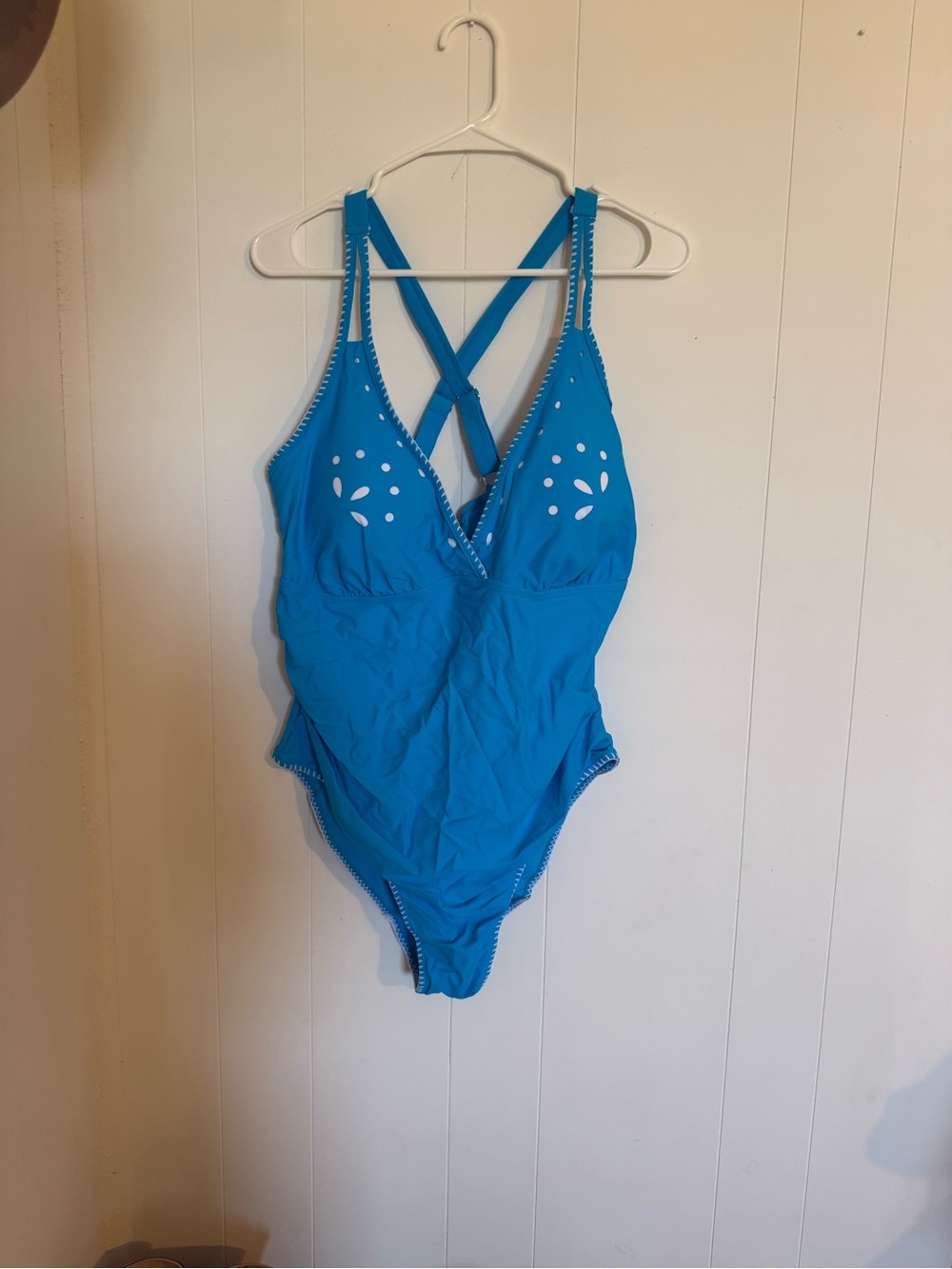Bright Blue One-Piece Swimsuit with Crisscross Straps